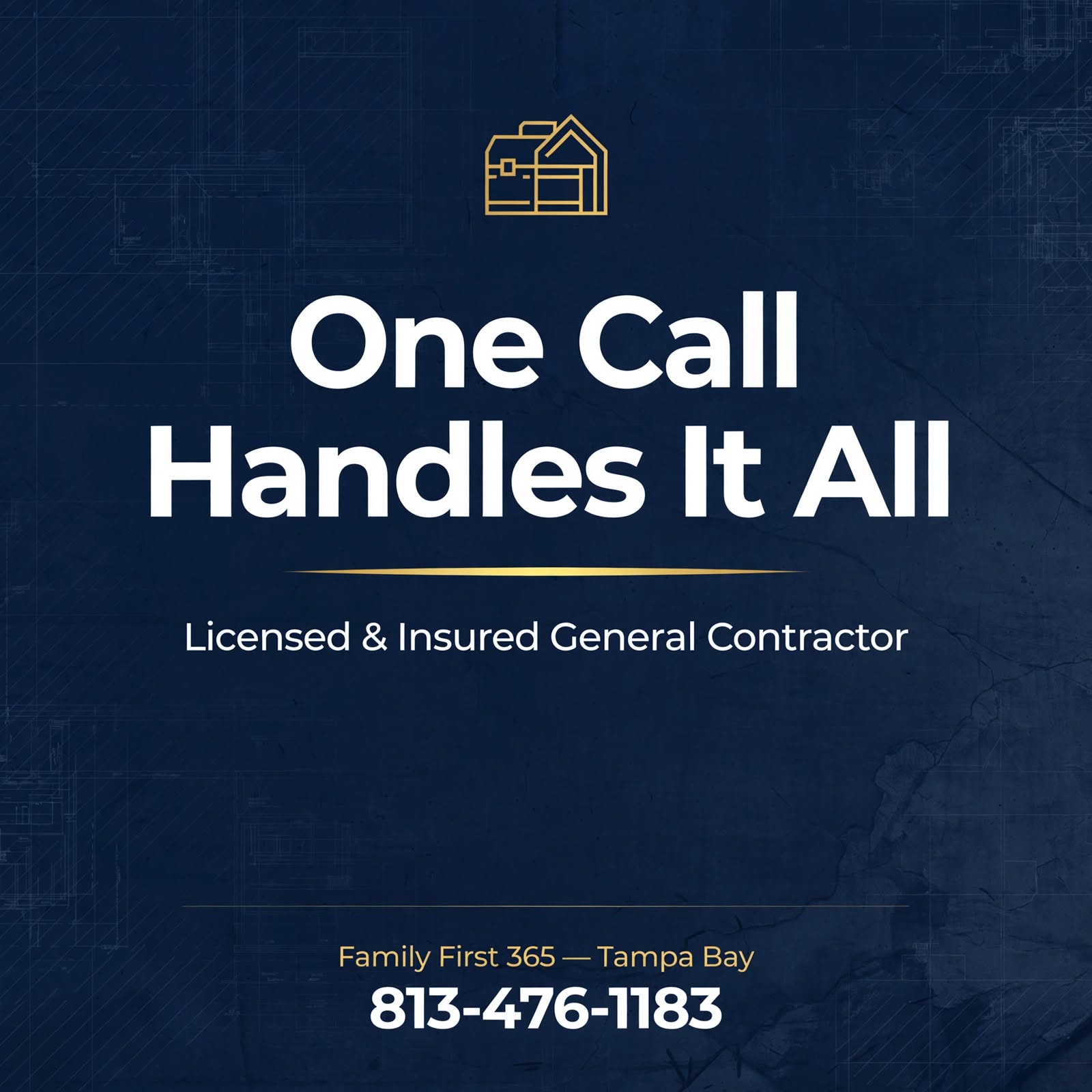 Family First 365 — One Call Handles It All. Storm damage repair and disaster recovery in the Florida Panhandle, 813-476-1183.