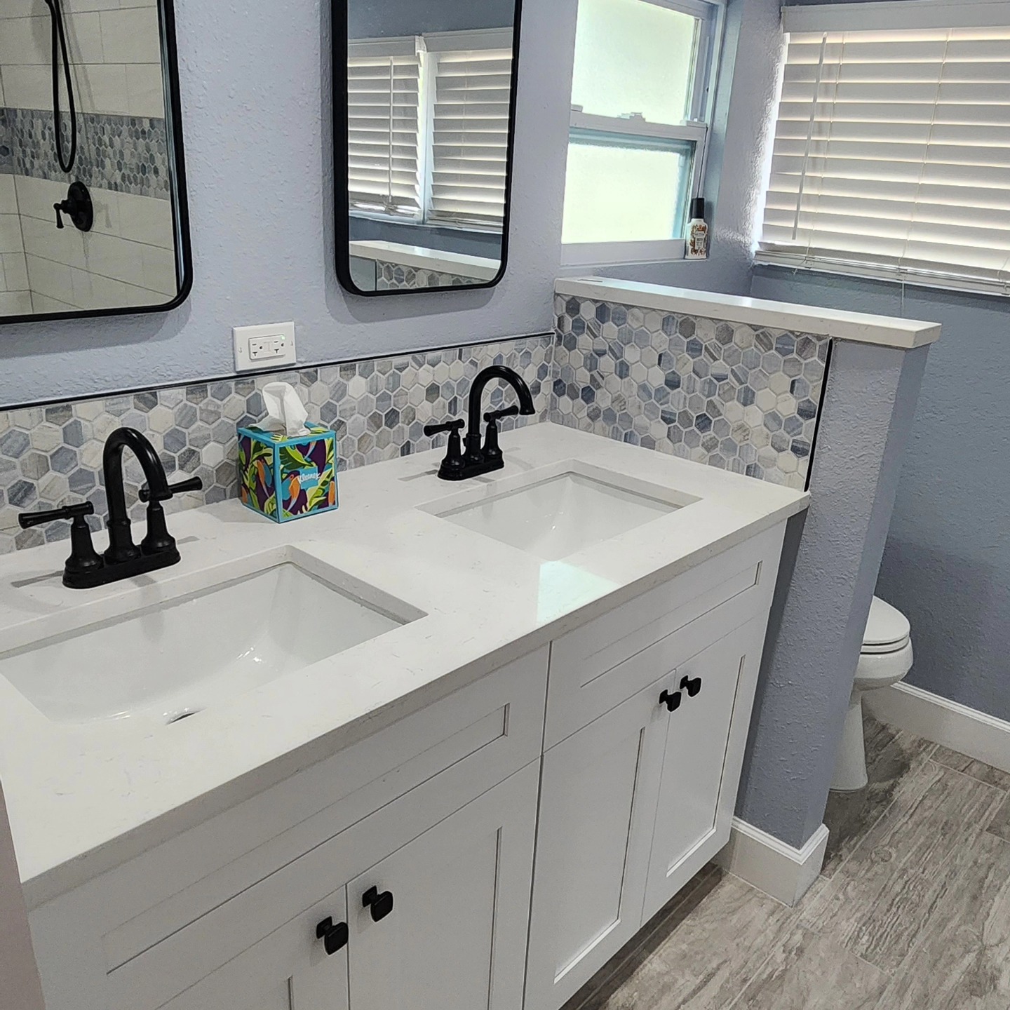 Kitchen with quartz countertops and new cabinetry