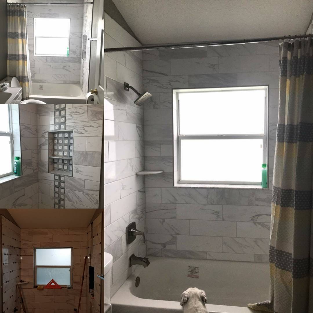 Guest bathroom remodel with tiled shower