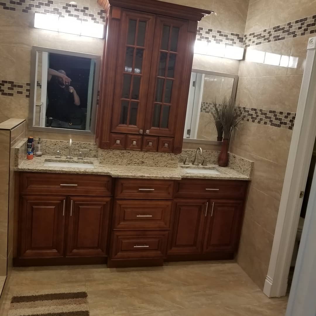 Master bathroom before and after remodel